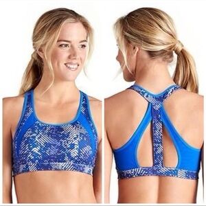 🔴 5 for $25! Athleta Sports Bra Revolver Sting Stunner Cutout Racerback Blue XS